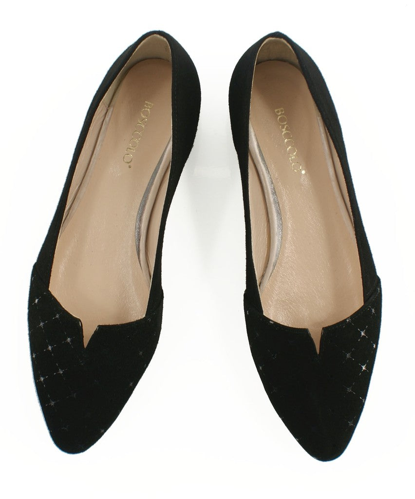 Bosccolo Womens Ballerina - Black Suede