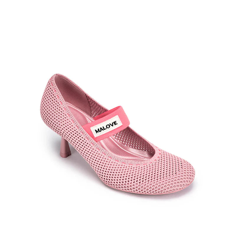 Fishnet Mary Jane Pumps - Pink