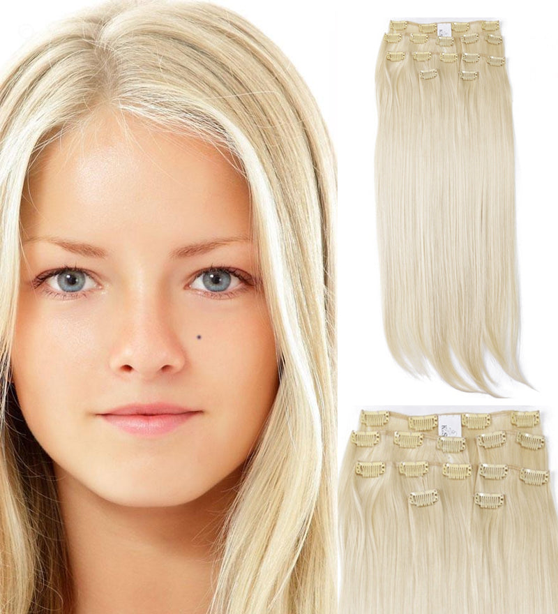 Thick Quality Light Blonde Synthetic Hair  7Piece 16Clips 22"  Straight