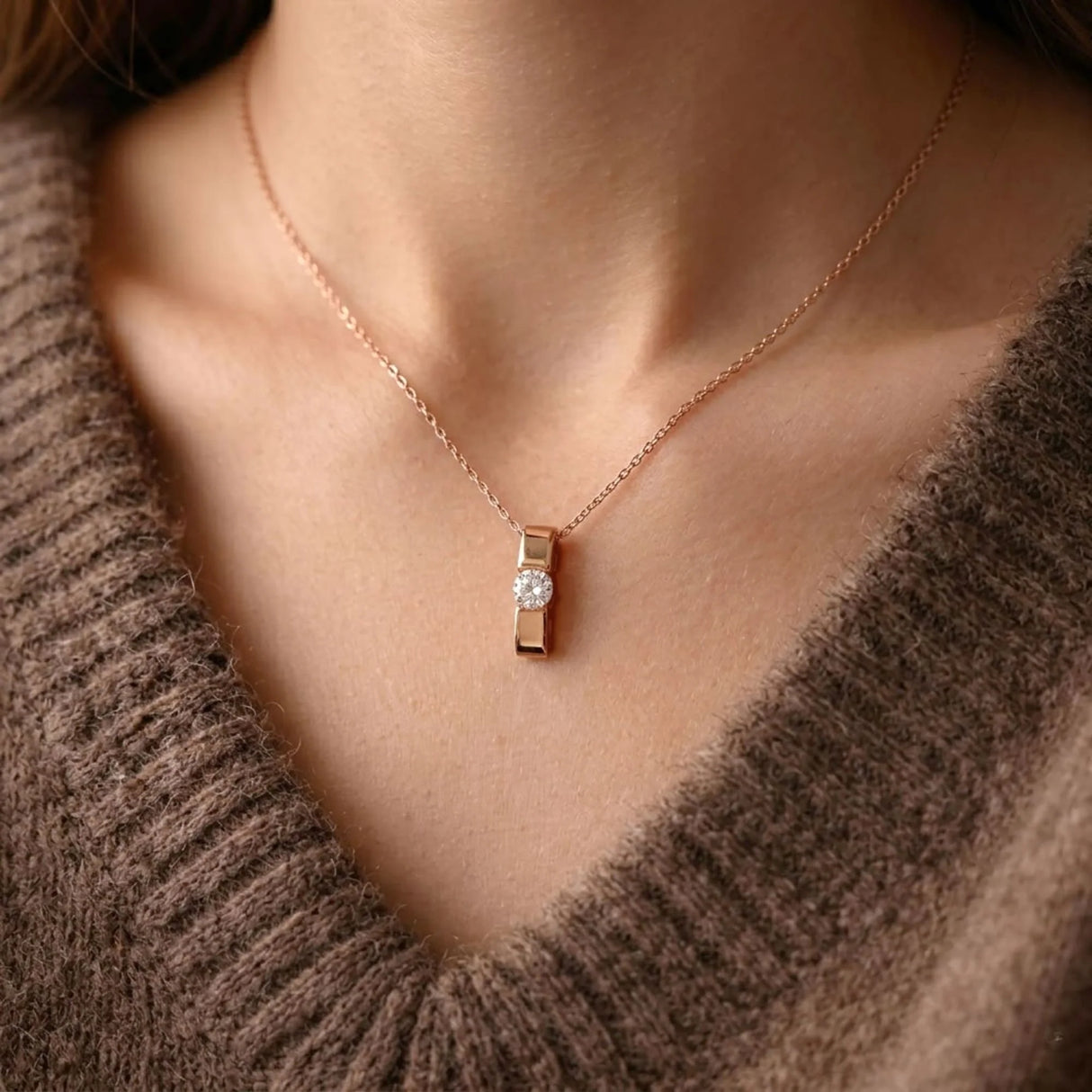 Krystal Couture Shine Bright Pendant Necklace in Rose Gold Embellished with SWAROVSKI Crystals