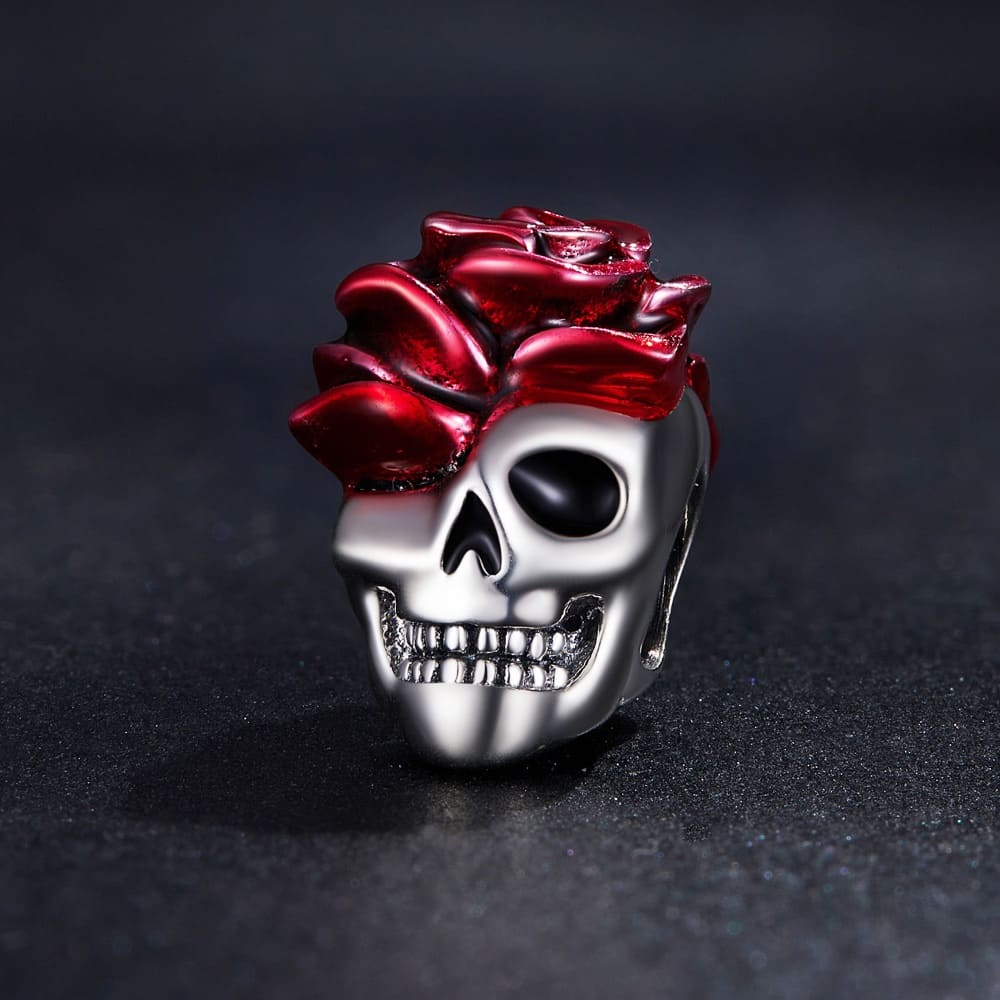 Solid 925 Signature Silver Romeo In Grave Skull Charm
