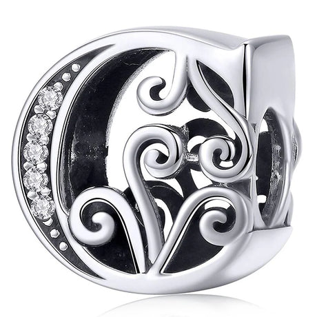Solid 925 Sterling Silver Vintage Inspired Antique Alphabet Charm