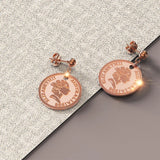 Bullion Gold Queen Elizabeth Coins Drop Earrings