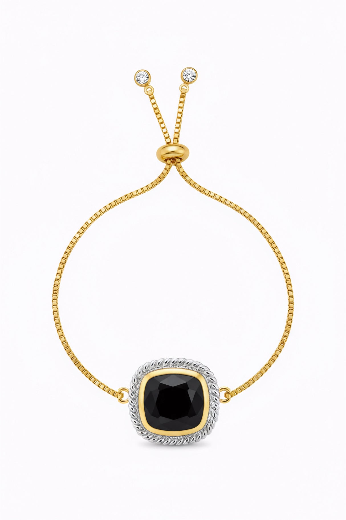 Liv Oliver 18K Gold Black Oval Adjustable Bracelet