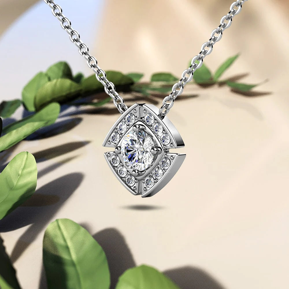 Krystal Couture White Gold Brilliant Cut Pendant Necklace Embellished with SWAROVSKI Crystals