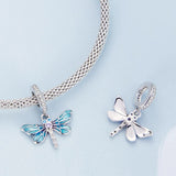 Solid 925 Signature Silver Dragonfly At Disco Charm