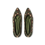 Leopard Print Pointed Toe Work Shoes - Green