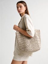 Handwoven Raffia Basket Tote - Ivory