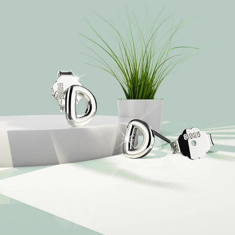 Solid 925 Sterling Silver Initial Alphabet Personalised Stud Earrings