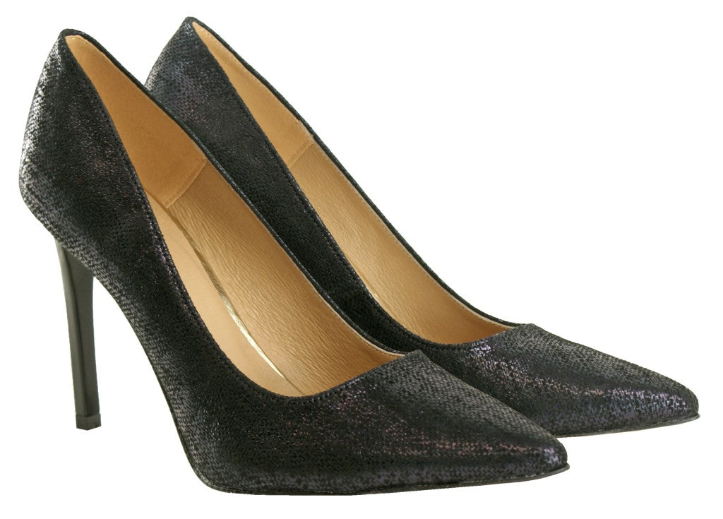Bosccolo Womens Spike Heels Linen - Navy Blue