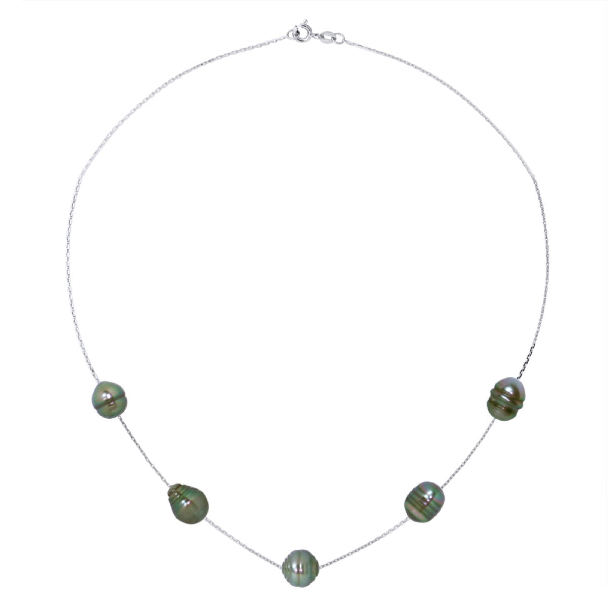 Necklace 5 Real Cultured Tahiti Pearls Circled 7-8 mm - Length 42 cm