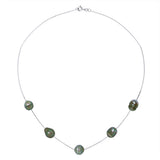 Necklace 5 Real Cultured Tahiti Pearls Circled 7-8 mm - Length 42 cm