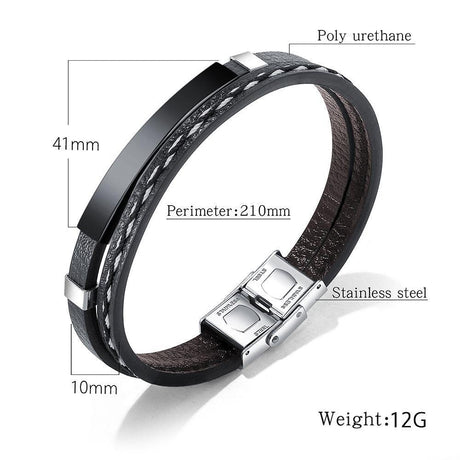 Daily Wear Minimalistic Vegan Leather Bracelet Gun Black