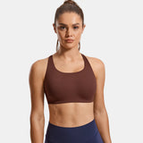 Power On Molded Cup Strappy Racerback Wireless Bra - Brown