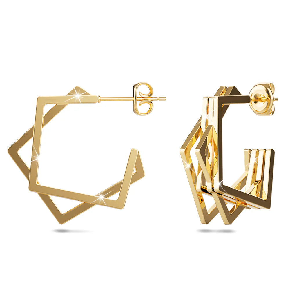 Bullion Gold Aligania Hoop Gold Layered Earrings