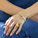 Bullion Gold Pearl Paper Clip Chain Heart Gold Layered Stainless Steel Bracelet