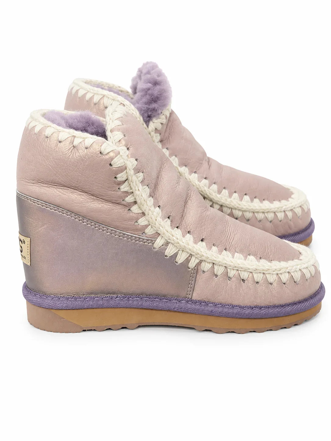 Australian Leather Ugg Mini Leopard Trim Eskimo - Purple - AU5