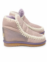 Australian Leather Ugg Mini Leopard Trim Eskimo - Purple - AU5