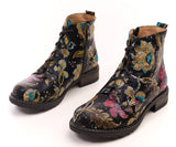 Bosccolo Womens Ankle Boots - Flowers On Black