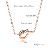 Boxed Single Knotted Tie Promise Necklace and Bangle Set in Rose Gold Plated