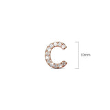 Solid 925 Sterling Silver Glamour Alphabet Letter Earrings Rose Gold