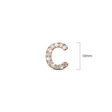 Solid 925 Sterling Silver Glamour Alphabet Letter Earrings Rose Gold