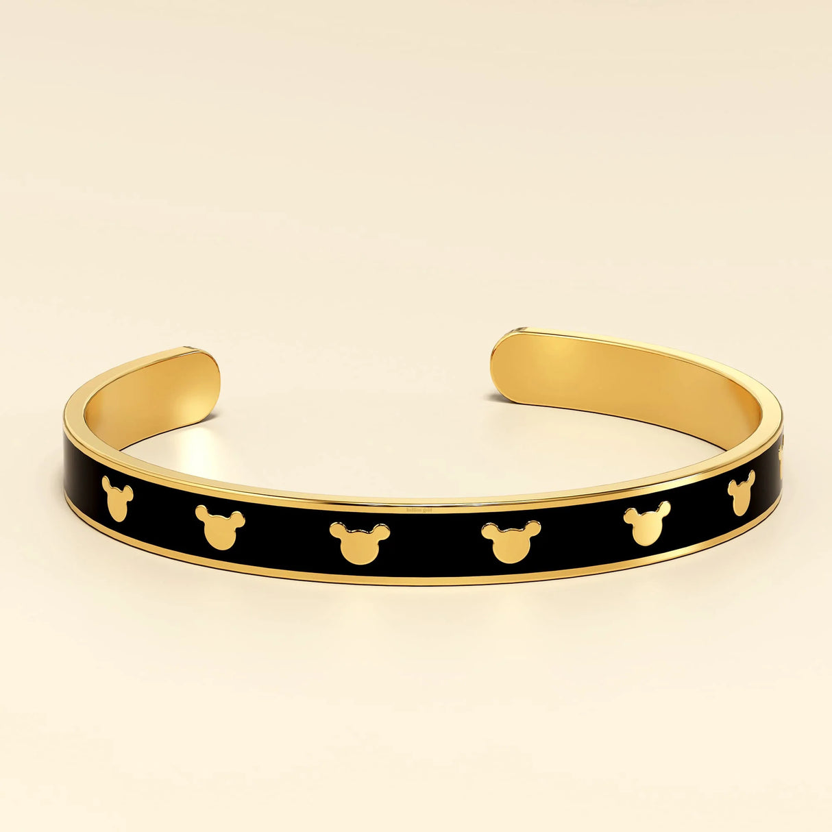 Bullion Gold Mickey Mini Enamel Cuff Bangle Black Gold