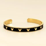 Bullion Gold Mickey Mini Enamel Cuff Bangle Black Gold