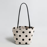 Polka Dot Canvas Tote - Ivory