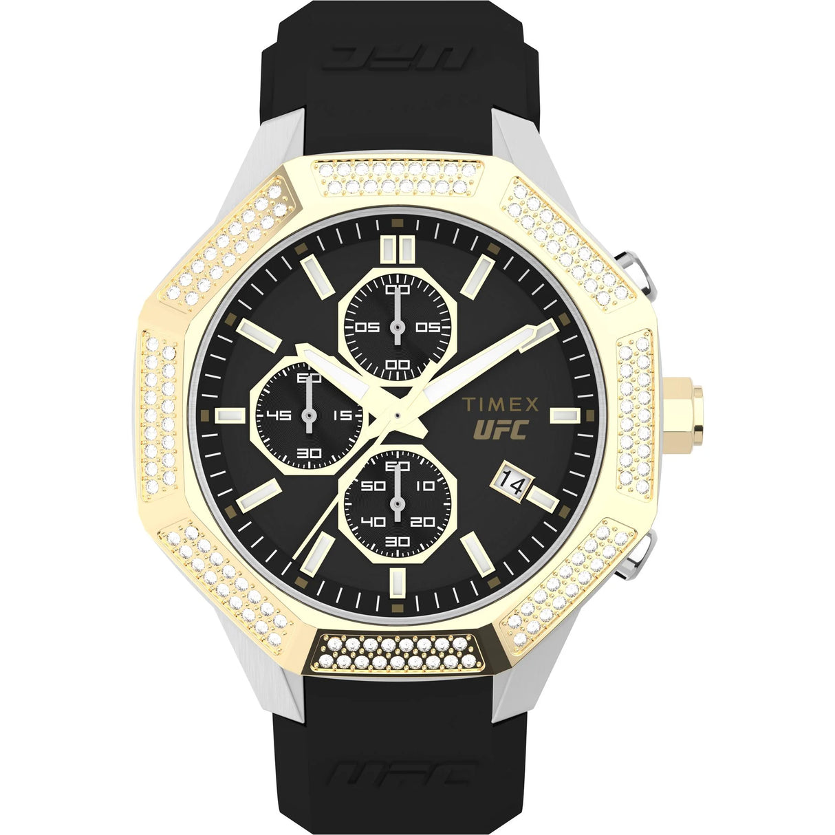 Timex UFC King Two Tone 45Mm Black Dial And Silicone Strap