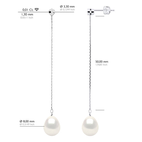 Earrings Prestige -Diamonds 0,02 Cts ( 2 X 0,01 Cts - Natural White - Longueur 18 cm