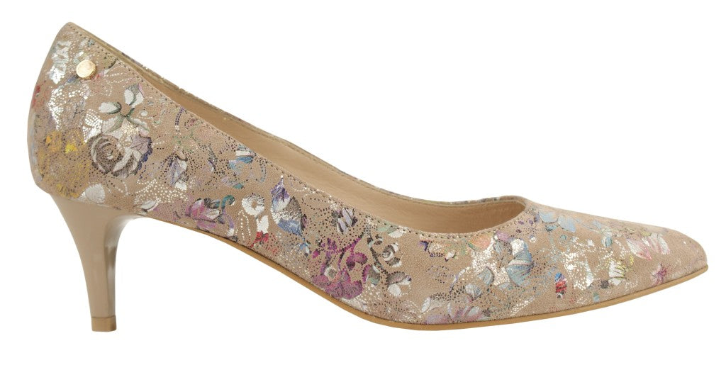 Bosccolo Womens High Heels - Silver Flower/Beige