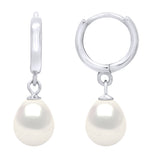Hanging Earrings Real Cultured Freshwater Pearls Pear 8-9 mm - Natural White - Longueur 42 cm