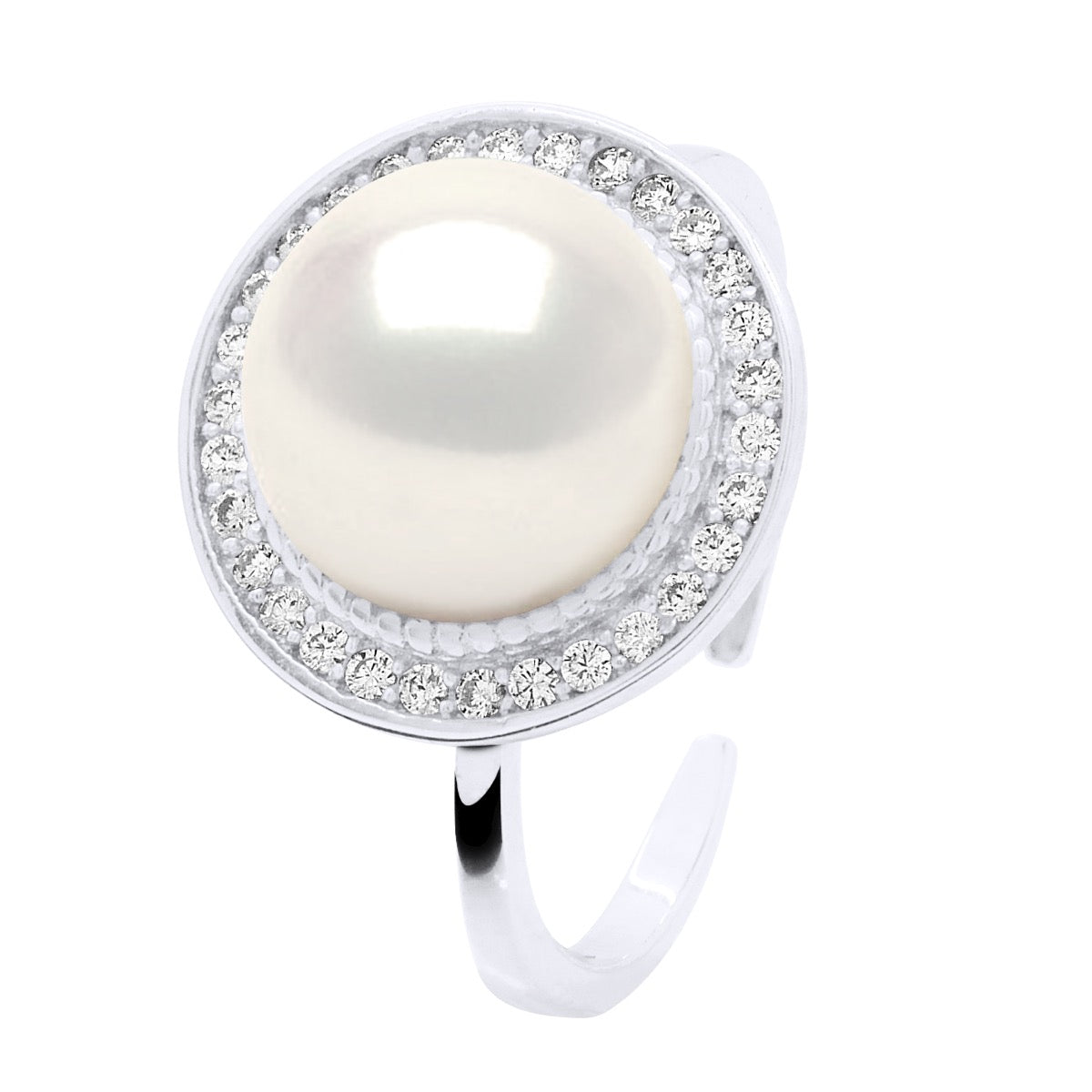 Ring Adjustable Surroundings In Cubic Zirconia - Natural White - Longueur 42 cm