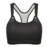 High Impact Mesh Insert Wireless Running Bra  - Black