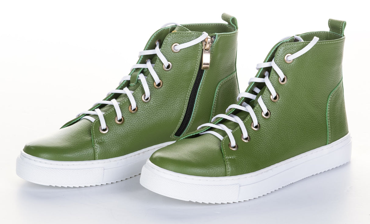 Bosccolo Womens Sneakers With Zipper - Green/White