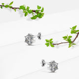 Solid 925 Sterling Silver Frozen Round Cut Stud Earrings