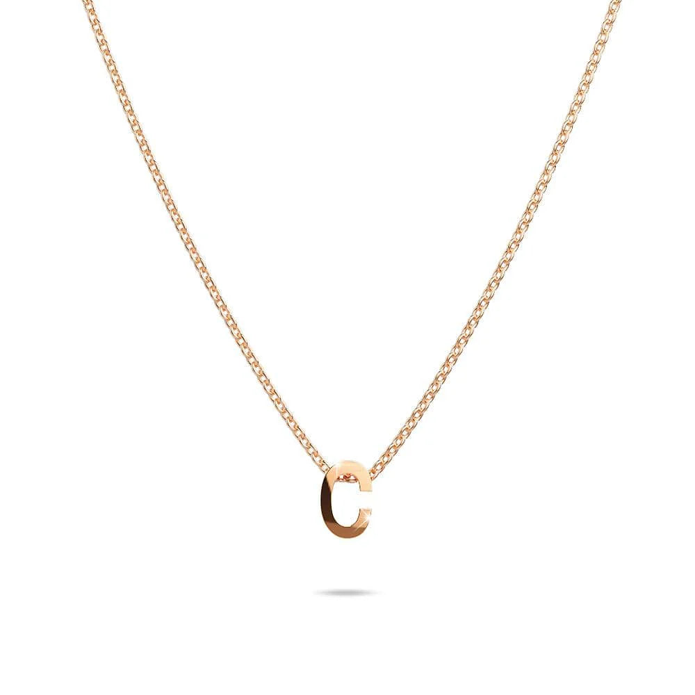 Bullion Gold Initials Brick Alphabet Letter Necklace Rose Gold Layered Steel Jewellery