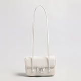 French Chic Pebbled Leather Baguette Bag - White
