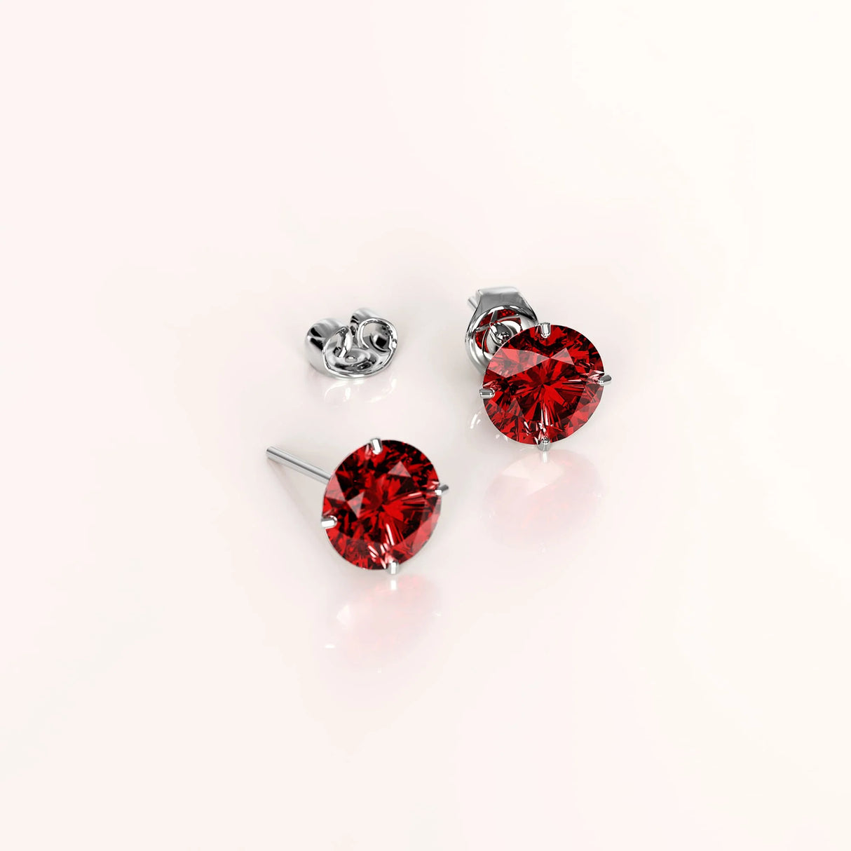 Solid 925 Sterling Silver Scarlet Diamond Round Cut Four Prong Stud Earrings