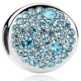 Solid 925 Sterling Silver Sparkling Cyan Preciosa Czech Crystals Charm