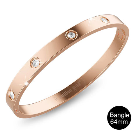Bullion Gold Cecelia Stainless Steel Bangle in Rose Gold - 64mm