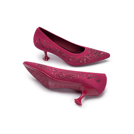 Enchanted Butterfly Pointed Toe Kitten Heels - Rose