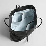 Pebbled Leather Open-Top Tote Bag - Black