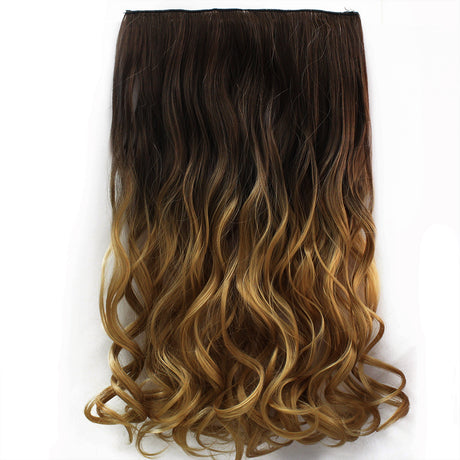 2Pcs Two Tone Ombre High Grade Brown Curly Hair 7Piece 16Clips 24" Hair Extension 2X
