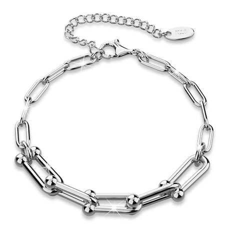Bullion Gold Lovelock U Link Chain Bracelet White Gold - 6mm