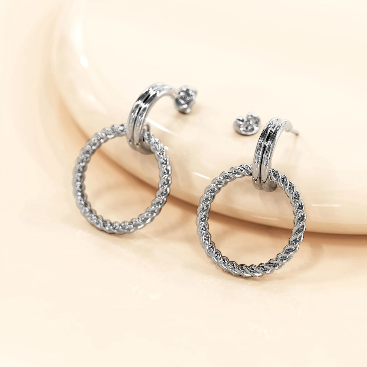 Bullion Gold Exquisite Round White Gold Drop Earrings