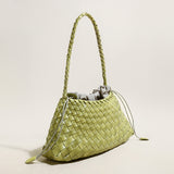 Mini Woven Trapezoid Drawstring Shoulder Bag - Avocado