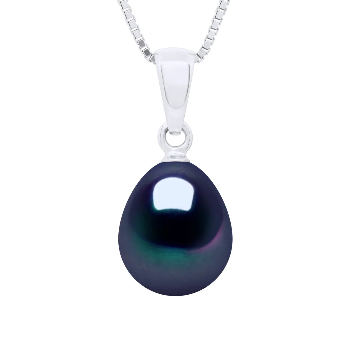 Pendant Drop Freshwater Pearl Black White Gold