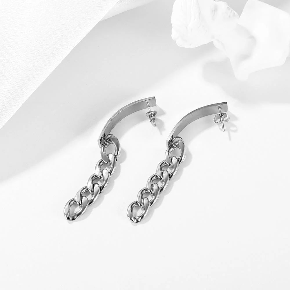 Bullion Gold Royal Chain Stud Earrings in White Gold